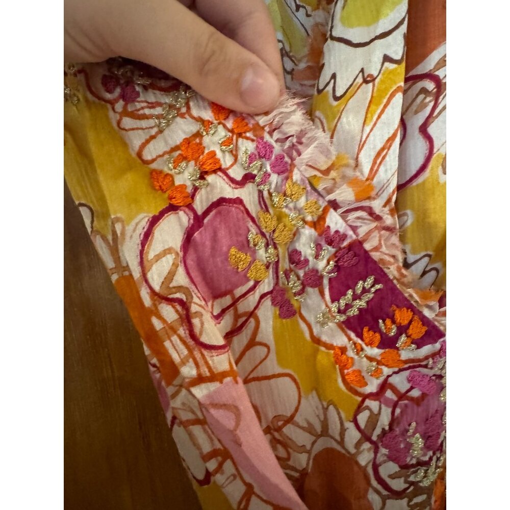 NWT Ebene by Patrick Assuline 100% Silk Embellished Floral Wrap Dress Size 2 - Picture 10 of 10